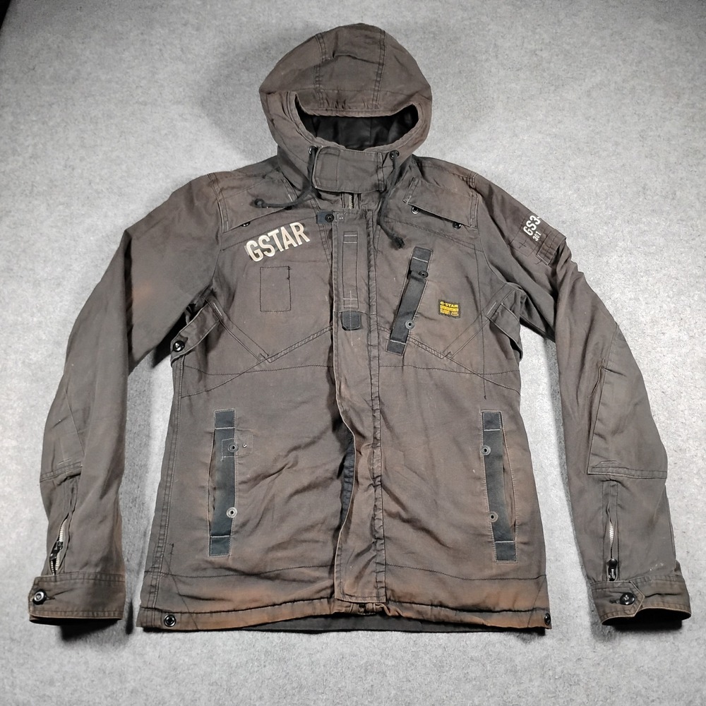 G-Star Raw New Recolite HDD Overshirt Hooded Jacket Mens Medium Brown